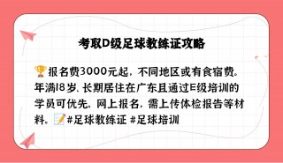 足球教练d证报考(考一个足球教练证d级需要花多少钱)