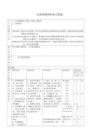 足球球感球性训练教案(足球球性球感训练 *** 教案)